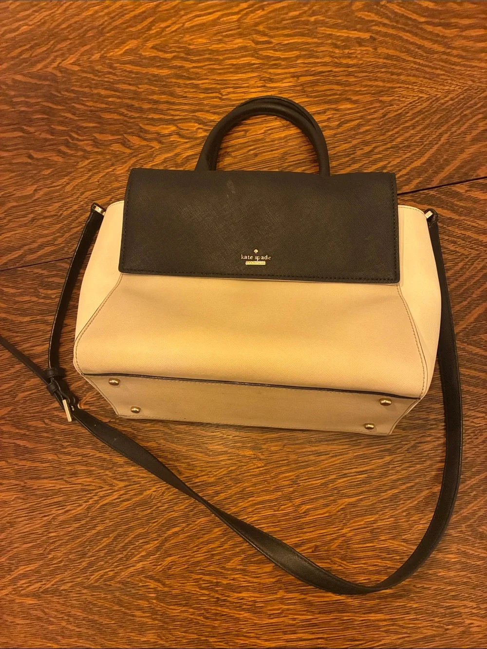 kate spade Black and Cream Structured Satchel